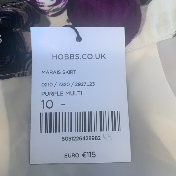 HOBBS London Purple/White Floral Print 100% Wool Skirt Size 10 - Picture 10 of 14